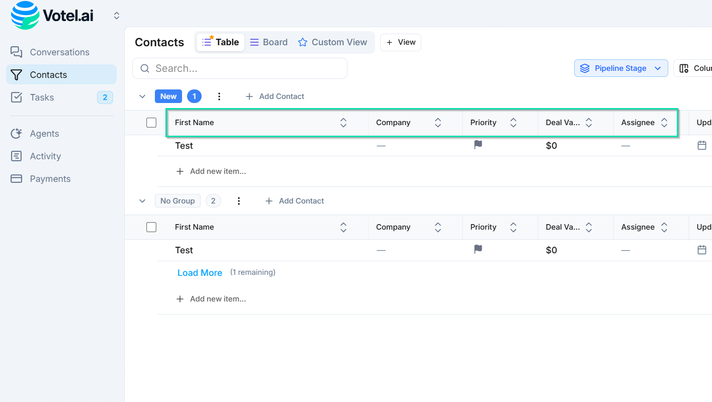 Contact layouts — display fields in the contact panel